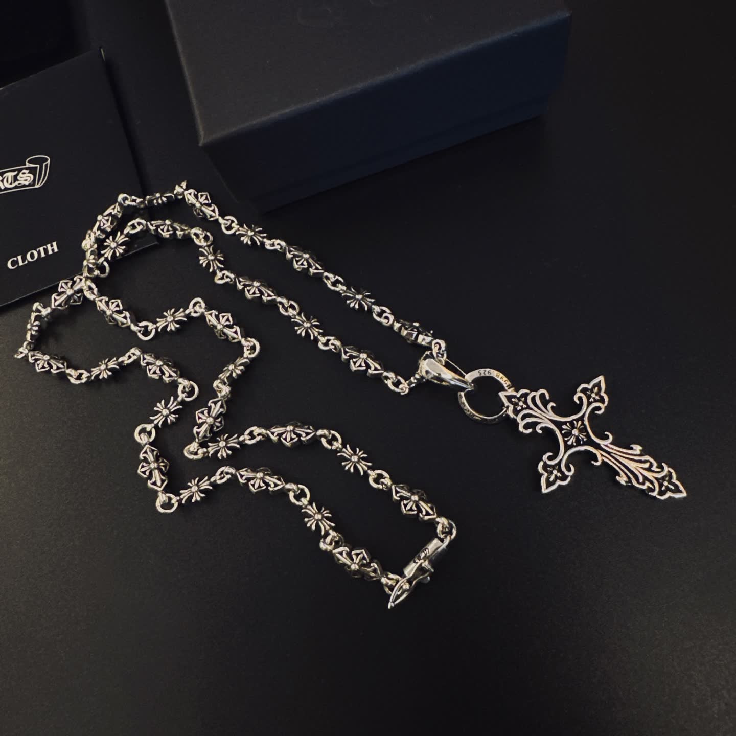 Chrome Hearts Silver Cross Pendant Necklace